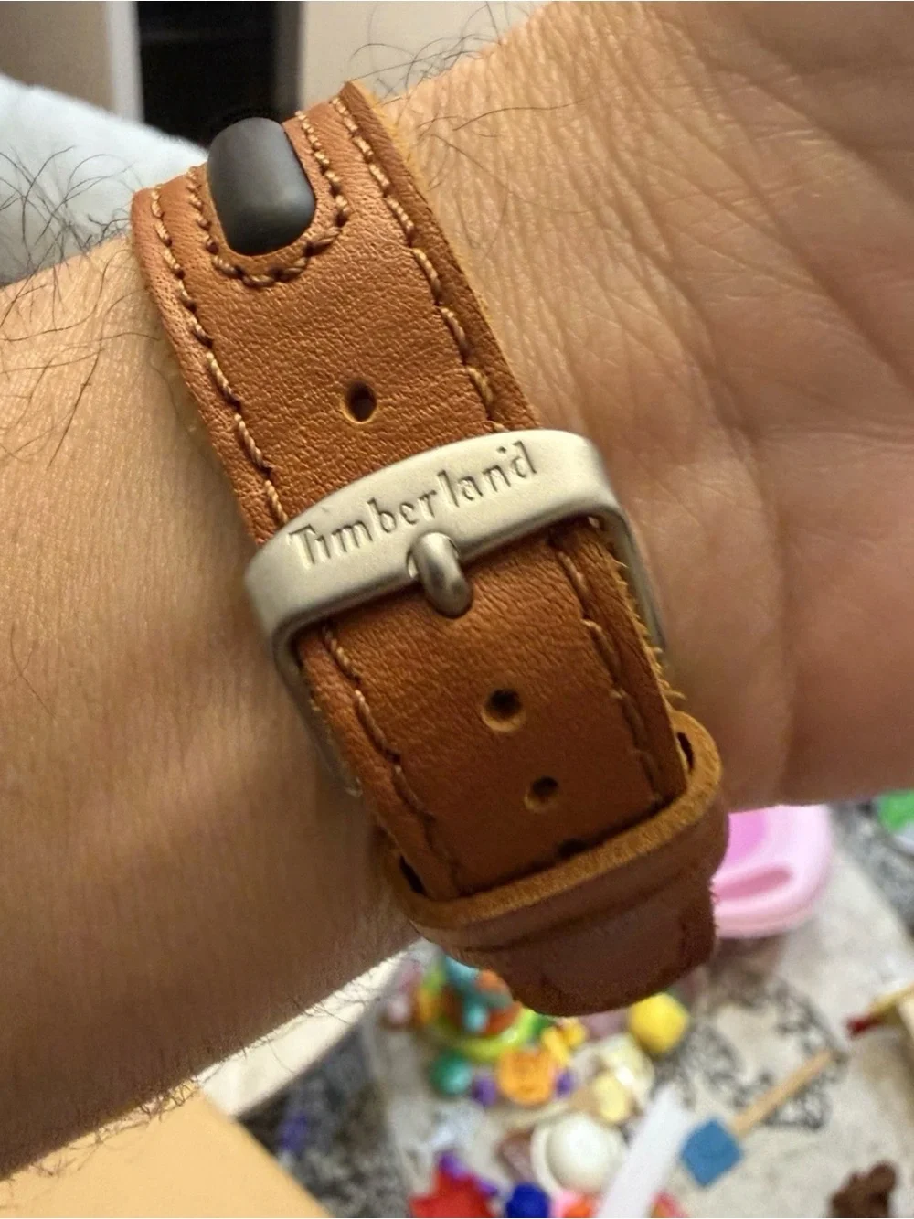 Vintage Timberland Indiglo 42mm Mens Field Watch 50M WR White Dial Leather